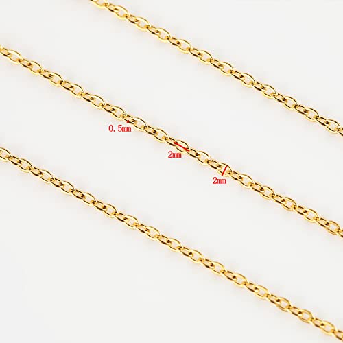UMAOKANG 33 Feet Gold Plated Chains for Jewelry Making Flat Cable Chain Link Spool DIY Craft Earring Bracelet Necklace Chain Bulk with Lobster Clasps Jump Rings Pinch Clip Clasp - color: Gold Cross