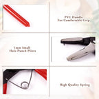 Pandahall Jewelry Hole Punch Pliers Jewelry Pliers Eyelet Pliers Craft Paper Leather Hole-punching Handed Tool Cutter Red Pin:1mm