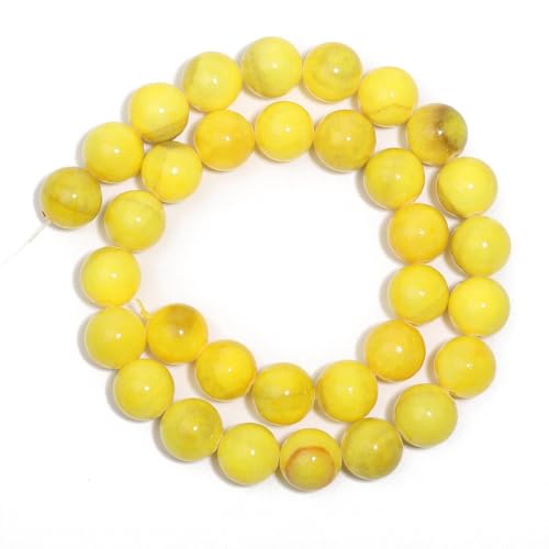 Yochus 60pcs 6mm Yellow Persian Jade Energy Healing Round Bulk Gemstone Beads for Jewelry Making Bracelet Necklace Earring DIY - color: yellow, size: 6mm