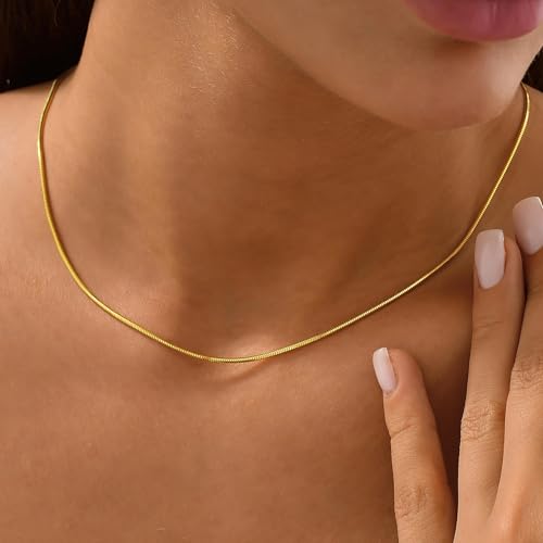 Gold Layered Necklaces for Women, 14K Gold Plated Dainty Gold Chain Choker Necklace Stack, Herringbone Gold Necklaces Set - color: gold-3-Flower