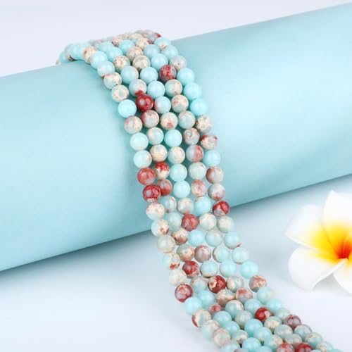 Natural Stone Beads Round Genuine Real Stone Beading Strand Loose Gemstones DIY Smooth Bead for Bracelet Necklace Earrings Jewelry Making (Agalmatolite Jasper, 6mm 60 Pieces) - color: Agalmatolite Jasper, size: 6mm 60pcs