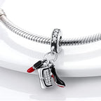 MULA 925 Sterling Silver Charms for Bracelets and Necklaces Lipstick and Bag Dangle Pendants Tower Camera Beads Jewelry Charms for Women - color: A-Lipstick and Bag