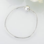 RUBYCA 5pcs 6.7" White Silver Plated Clasp European Snake Chain Charm Bracelet fit Charm Beads DIY - color: White Silver, size: 17 CM