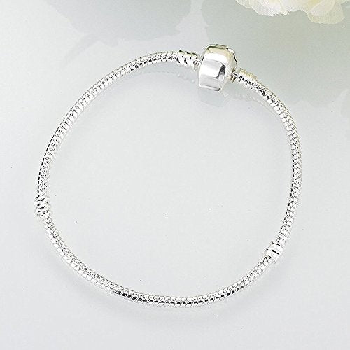 RUBYCA 5pcs 6.7" White Silver Plated Clasp European Snake Chain Charm Bracelet fit Charm Beads DIY - color: White Silver, size: 17 CM