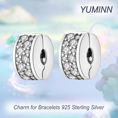 925 Sterling Silver Charms for Bracelets Gold Love and Heart Charms Cherry Blossom Dangle Beads Jewelry for Women - color: Clipx2