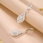 925 Sterling Silver Dangle Earrings for Women, 14K Gold Plated Filigree Dangling Leverback Earrings, Geometric Hypoallergenic Lightweight Dangly Drop Earings for Women Trendy Jewelry Gifts - color: C-Silver