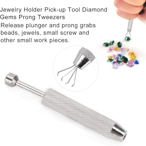 Piercing Ball Grabber,Tweezer Jewelry Bead Grabber Tweezers Holder Prong Holder Tool with 4 claws for soldering welding [short]