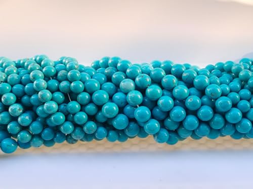 Stone Beads 6mm 140pcs Blue Turquoise Beads Round Loose Gemstones Beads for Bracelet Necklace Jewelry Making (6mm, 60625 Blue Turquoise) - color: Blue Turquoise Beads, size: 6mm