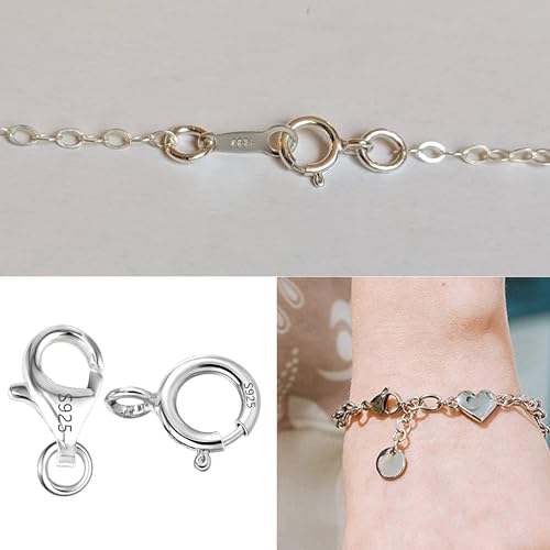 925 Sterling Silver Lobster Claw Clasps Set, Lobster Clasps Connector Closures and Spring Clasps with Open Jump Rings for Necklace Bracelet DIY Jewelry Finding Supplies (26pcs) - color: 26PcsB