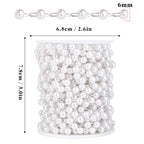 33 Feet Silver Pearl Beads Chains Roll, 6mm Faux Pearls Beaded Silver Plated Brass Cable Link Chain Spool Bulk for Jewelry Making DIY Craft - color: 6.0MM Silver Color