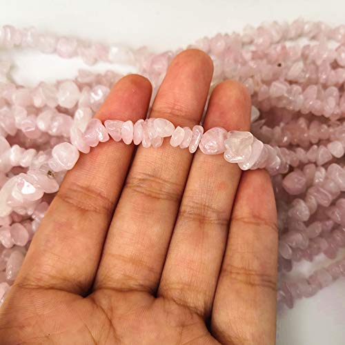 90 Inches Rose Quartz Irregular Shaped Crystal and Healing Tumbled Chip Stone Beads for Jewelry Making - color: Pink-Rose Quartz