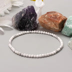 Healing Crystal Bracelet Clear Quartz Faceted Beaded Bracelets for Women Men 3mm Natural Stone Adjustable Handmade Stretch Bracelet Reiki Spiritual Jewelry Fashion Gifts - color: Howlite