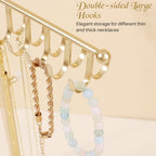 Necklace Holder Elegant Jewelry Holder Stand, Gold Necklace Organizer Rack with Ceramic Base Adjustable Jewelry Tree for Bracelets, Rings, Earrings Necklaces Hanger Display(Gold)