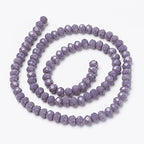 10 Strands Briolette Faceted Rondelle Glass Beads 6x5mm Opaque Glass Tiny Loose Beads 870pcs for Bracelets Jewelry Making - color: Medium Purple, size: 6x5mm