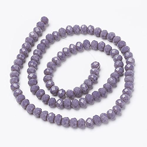 10 Strands Briolette Faceted Rondelle Glass Beads 6x5mm Opaque Glass Tiny Loose Beads 870pcs for Bracelets Jewelry Making - color: Medium Purple, size: 6x5mm