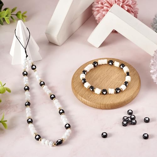 Cheriswelry 200pcs 7mm White Heart Acrylic Flat Round Beads Black Opaque Plastic Disc Coin Pony Loose Spacer Love Heart Beads for DIY Craft Earring Bracelet Necklace Keychains Jewelry Making - color: Black Heart Beads