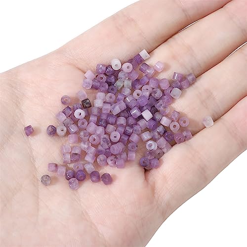 BEADIA Natural Light Amethyst Short Cylinder Beads 2x3mm 155pcs Tube Loose Semi Gemstone Beads for Jewelry Making Design - color: Light Amethyst
