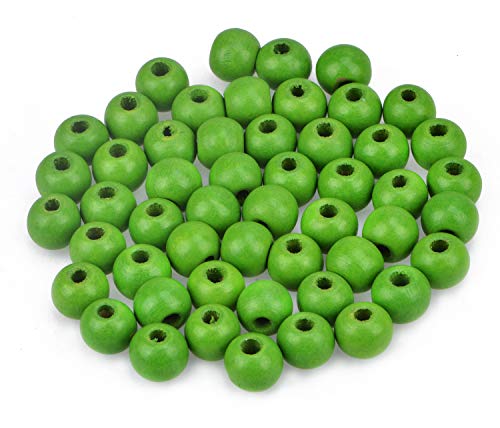 AD Beads Wood Spacer Loose Wooden Craft Beads Big Hole Beads Assorted for Necklace Bracelet Craft Making Decoration (12x14mm 100pcs, Green) - color: Green, size: 12x14mm 100pcs