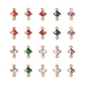 20pcs Cubic Zirconia Links Connectors 10 Color Rhombus Crystal Double Loop Charms Retro Golden Dainty Pendant for DIY Jewelry Bracelets Necklaces Keychain Making