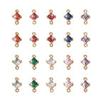 20pcs Cubic Zirconia Links Connectors 10 Color Rhombus Crystal Double Loop Charms Retro Golden Dainty Pendant for DIY Jewelry Bracelets Necklaces Keychain Making