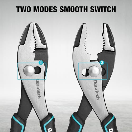 DURATECH 8 Inch Slip Joint Pliers, Pliers Tool with Comfortable TPR Handle, High Carbon Steel, Strong Sharp Teeth, Pliers for Tightening, Loosening and Gripping Nuts and Bolts - size: 8 Inch