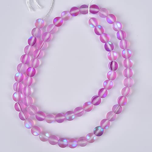 38PCS 10mm Natural Light Purple Mystic Aura Quartz Gemstone Frosted Matte Titanium Round Loose Spacer Beads 15 inch Full Strand Crystal Healing Power Quartz - color: Light Purple Mystic Aura, size: 10mm
