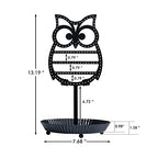 NIKKY HOME Earring Holder Hanging Organizer Stand Metal Jewelry Tree Table Top Owl Ear Stud Holder Tower Rack with Ring Tray for Girls (134 Holes), Black - color: Black