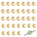 BENECREAT 14K Gold Plated Brass Beads, Crimp Bead Knot Covers Metal Half Round Open Crimp Beads for Jewelry Craft Making - color: Smoothed Gold, size: 0.17x0.1 Inch