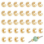 BENECREAT 14K Gold Plated Brass Beads, Crimp Bead Knot Covers Metal Half Round Open Crimp Beads for Jewelry Craft Making - color: Smoothed Gold, size: 0.17x0.1 Inch