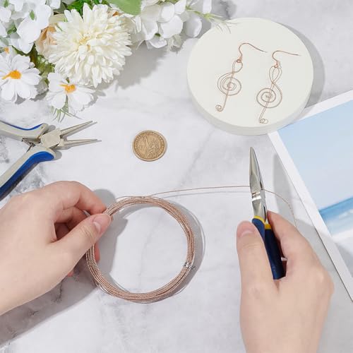 BENECREAT 19.7Ft Round Twist Jewelry Wire, 20 Gauge Tarnish Resistant Brass Craft Wire for Necklace Bracelet Making and Handmade Project, Rose Gold & Platinum - color: Rose Gold
