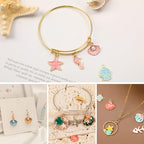 MARFOREVER 120 Pcs Ocean Themed Sea Charms for Jewelry Making, Assorted Gold Enamel Starfish Seashell Marine Pendants for Necklace Earring Bracelet Crafting Holiday Gifts for Women Mom Girls - style: Ocean