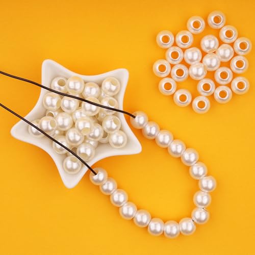 FM FM42 500g/290pcs 16mm Pearls with 6mm Big Hole Ivory Simulated Pearl Beads for Crafts - color: 16mm Pearls with 6mm Hole, 500g/290pcs