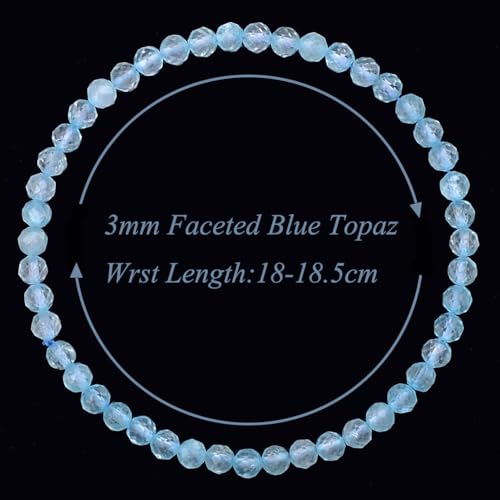MASSIVE BEADS Natural Genuine Gemstone Beads Healing Crystal Chakra Reiki Jewelry Faceted Round Beads Bracelets 3mm - color: Blue Topaz