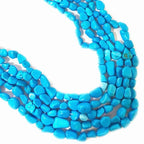 6-8mm Natural Blue Turquoise Nuggets Oval Free Tumbled Pebble Semi Precious Gemstone Loose Stone Beads Approx 15.5 inch for DIY Jewelry Making - color: Blue Turquoise