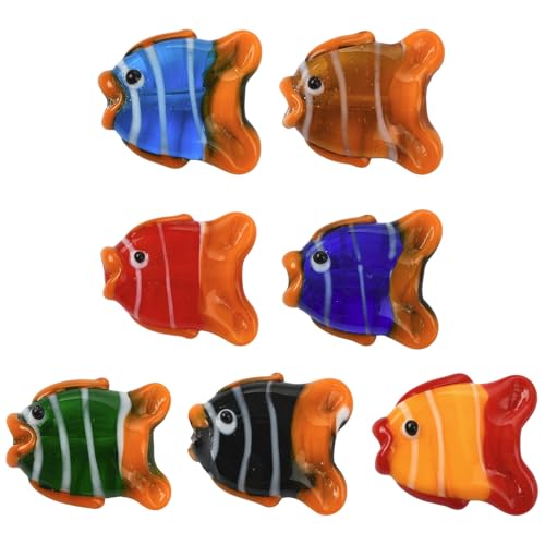 Stiesy Handmade Clownfish Lampwork Beads 7Pcs, 7 Colors Ocean Animal Beads Bulk for Necklace Bracelet Earring Jewelry Making DIY Projects 20x18mm - color: Clownfish-7 Colors-7Pcs