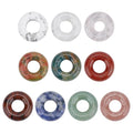 10Pcs 10 Style Natural Donut Charm 15mm Mixed Gemstone Hollow Circle Pendants Flat Round Disc Pendants Large Hole Charms Dangle Charm for Jewelry Making Necklace Bracelet Earring Supplies - size: 15x5mm