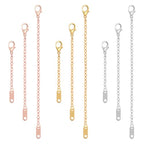 Mabor 9Pcs Necklace Extender, Jewelry Extenders for Necklaces, Rose Gold Stainless Steel Jewelry Chain Extenders for Necklace Bracelet Anklet (Gold, Silver, Rose Gold, 5.9inch/3.9inch/2inch)