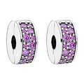 Clip Stopper Spacer Charms for Bracelets Necklaces, Compatible with Pandora,Jewery Mking DIY - style: 2PCS Purple CZ Pave Clips