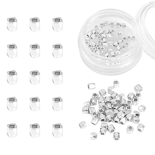 BEADIA Silver Plated Faceted Spacer Beads 2x2mm 50pcs for Jewelry Making Findings Non Tarnish - color: Silver, size: 2x2mm Faceted