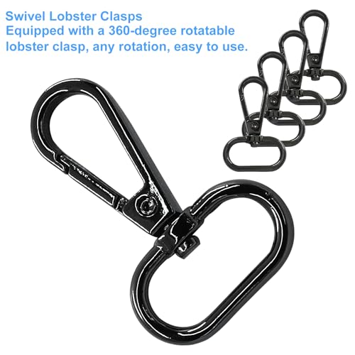 16 Pack Swivel Lobster Clasps, 1 Inch Black Lobster Claw Clasps for Keychains, Oval Ring Swivel Snap Hooks Metal Lobster Clips for Purse, Snap Tabs, Craft Making - color: Black