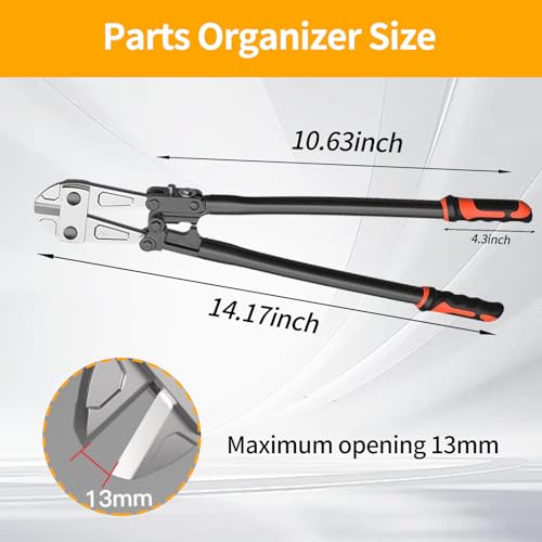 14 Inch Bolt Cutter, Heavy Duty Forged T8 Steel Blade Wire Cutters for Chains, Metal, Screws, Rivets & Fences, Ergonomic Rubber Grip Handle for Industrial Use & DIY Projects - size: 14 Inch