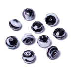 7.5×10mm 50pcs Black White Faceted Lampwork Glass Beads for Jewelry Making, Flat Round Handmade Murano Beads for Bracelets, Crafts, Friendship Bracelet Kit, Rosary Making - color: Black White