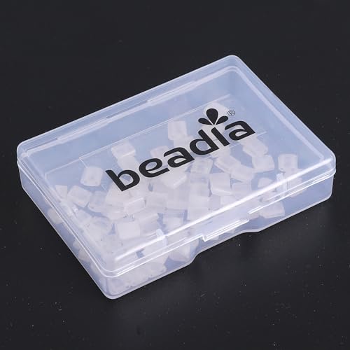 Beadia Natural Rose Quartz Stone Tila Beads 5x5mm Square 2-Hole Spacer Beads for DIY Bracelet Earring Making 15"/Strand - color: Rose Quartz, size: 5x5mm