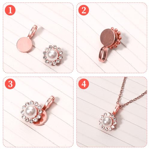 Psyqtsuary 100 pcs Bails for Jewelry Making Silver on Flat Pad Bails Round Pendants Charms Connector Hanger Glue On Pendant Bail Jewelry Bail - color: Rose Gold