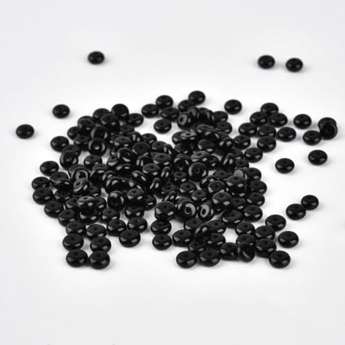 170pcs 4x2mm Natural Black Onyx Disk Rondelle Spacer Agate Stone Semi Precious Gemstone Loose Beads for Jewelry Making 15 Inch - color: Black Onyx