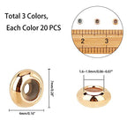 PH PandaHall 60pcs Brass Silicone Slider Beads, 3 Color 7mm Stopper Beads Slider Clasps for DIY European Bracelets Necklaces Jewelry Making