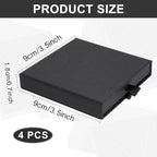 4 Pcs Jewelry Gift Box, 3.5×3.5x0.7Inch Cardboard Jewelry Boxes, Fancy Necklace Bracelet Earring Drawer Organizer Box, Kraft Empty Jewellery Boxes for Necklace Ring Earring Display Box(Black) - color: Black