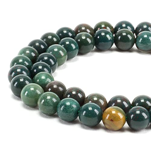 Cherry Tree Collection | 100PCS Gemstone Round Beads for Jewelry Making | Includes Storage Box, Elastic String, and Needles - color: bloodstone, size: 6mm