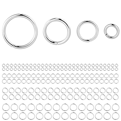 Silver Jump Rings for Jewelry Making: ALEXCRAFT 900Pcs Open Jump Ring 4 mm 6 mm 8 mm 10 mm Jewelry Bulk in Assorted Sizes - color: Silver