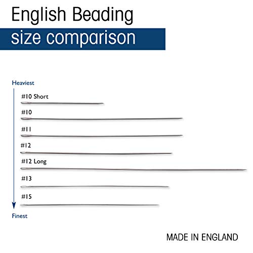 The Beadsmith English Beading Needles, Size 12, 4 Needles per Card, Made in England, Use for Loom Weaving Beadwork, Off-Loom Stitching and Jewelry Making with Seed Beads